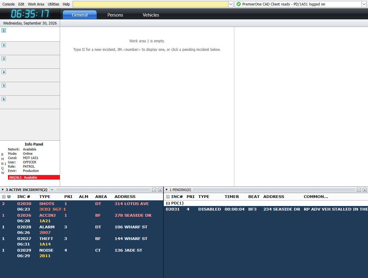 In-game CAD showing fictional calls